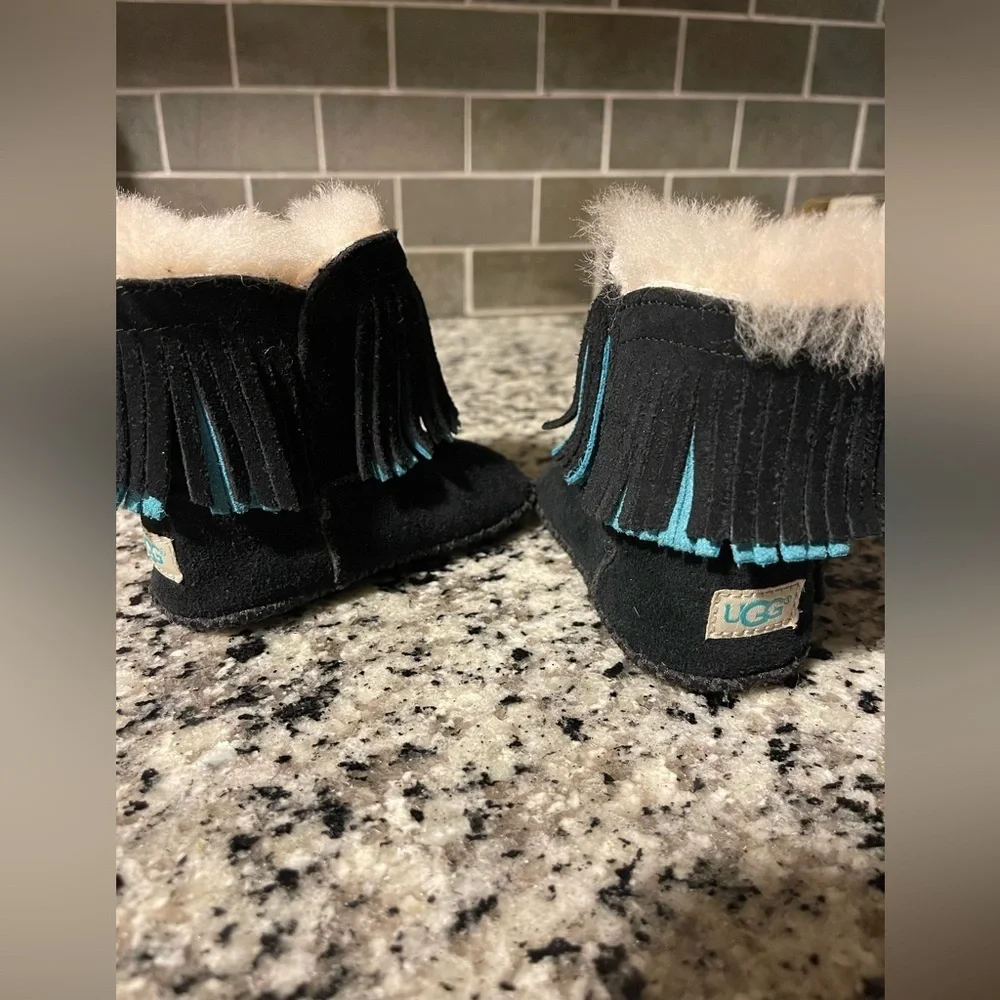 UGG Black and Cream Sheepskin Footwear